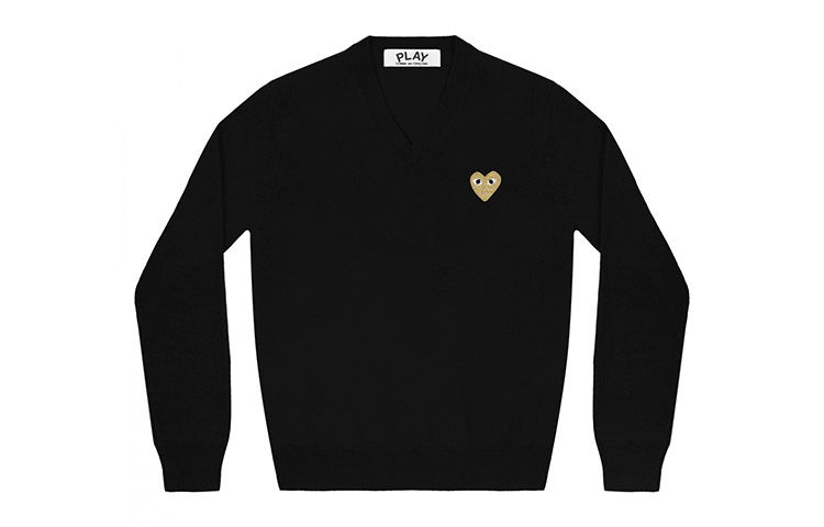 (Women) Comme Des Garçons CDG Play Heart V-Neck Wool Pullover Sweater  Black. AZ-N047-051-1 圖 2
