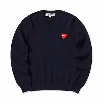 (Women) Comme Des Garçons CDG Play Logo Knit Sweater Navy Blue. AZ-N001-051-2