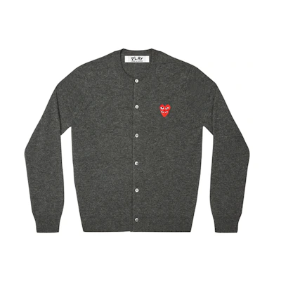(Women) Comme Des Garçons CDG Play Multi-Heart Logo Button Cardigan Grey AZ-N075-051-2