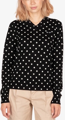 (W) Sweater Comme Des Garçons CDG Play Polka Dot Black Heart Hitam AZ-N035-051-1 Lookbook (W) Sweater Comme Des Garçons CDG Play Polka Dot Black Heart Hitam AZ-N035-051-1