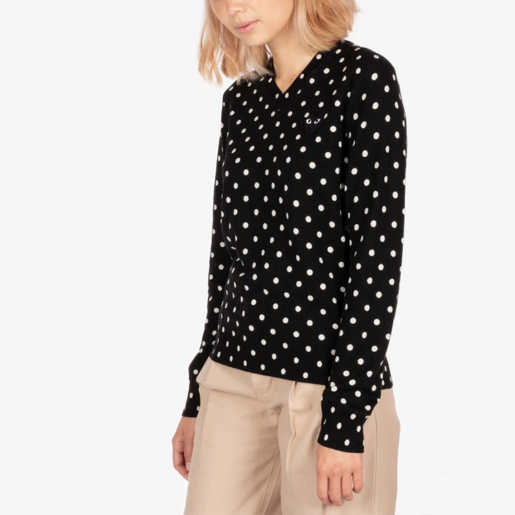 Purchase (W) Sweater Comme Des Garçons CDG Play Polka Dot Black Heart Hitam AZ-N035-051-1