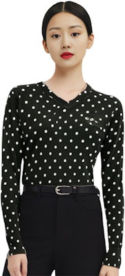 (W) Sweater Comme Des Garçons CDG Play Polka Dot Black Heart Hitam AZ-N035-051-1 Details for (W) Sweater Comme Des Garçons CDG Play Polka Dot Black Heart Hitam AZ-N035-051-1