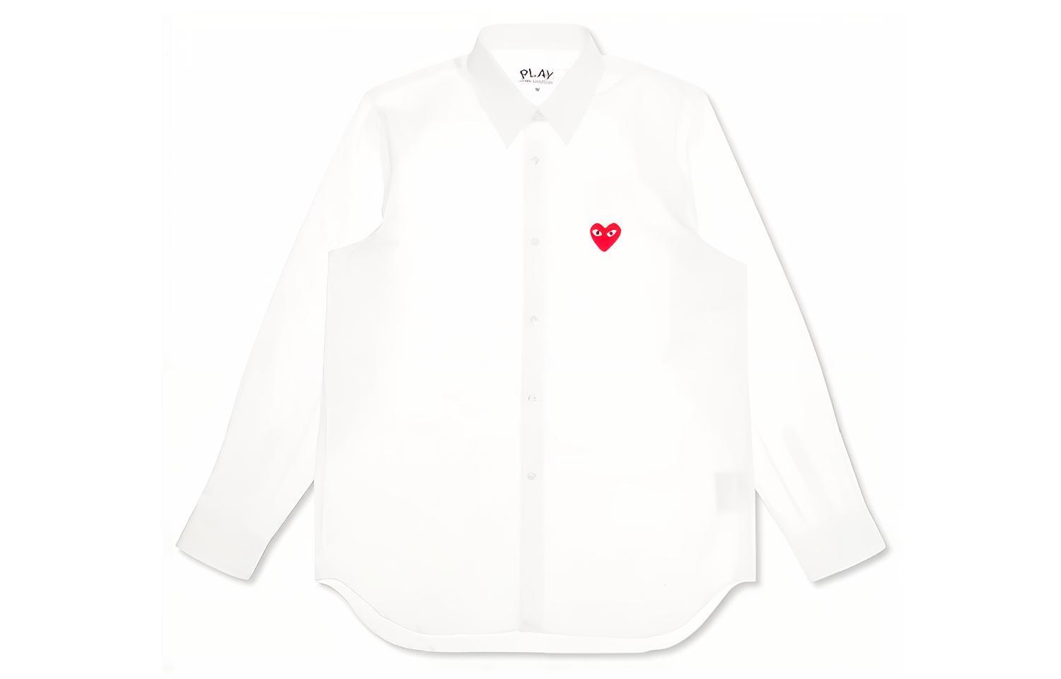 (Women) Comme Des Garçons CDG Play Red Emblem Button Down Shirt White Women’s AZ-B001-051-2