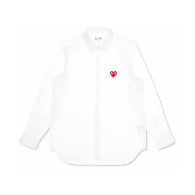 (Women) Comme Des Garçons CDG Play Red Emblem Button Down Shirt White Women’s AZ-B001-051-2