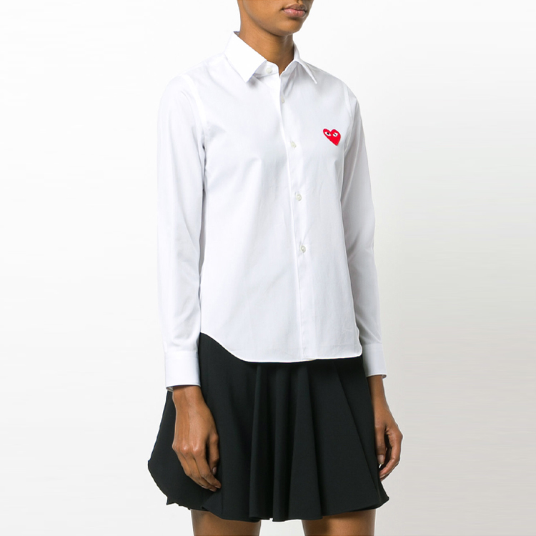 Purchase (Women) Comme Des Garçons CDG Play Red Emblem Button Down Shirt White Women’s AZ-B001-051-2