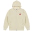 Order (Women) Comme Des Garçons CDG Play Red Heart Ivory White Zip-Up Hoodie Jacket. AZ-T171-051-3
