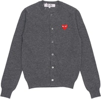 (Women) Comme Des Garçons CDG Play Red Heart Cardigan Sweater Grey . AZ-N007-051-3 (Women) Comme Des Garçons CDG Play Red Heart Cardigan Sweater Grey . AZ-N007-051-3