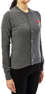 (Women) Comme Des Garçons CDG Play Red Heart Cardigan Sweater Grey . AZ-N007-051-3 Sizing (Women) Comme Des Garçons CDG Play Red Heart Cardigan Sweater Grey . AZ-N007-051-3