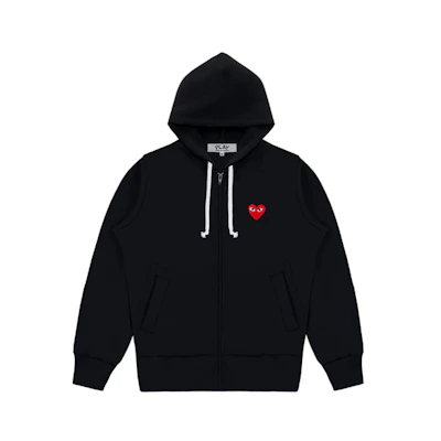 (Women) Comme Des Garçons CDG Play Red Heart Zip-Up Hoodie Jacket Black AZ-T171-051-1