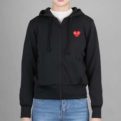 (Women) Comme Des Garçons CDG Play Red Heart Zip-Up Hoodie Jacket Black AZ-T171-051-1 Shop (Women) Comme Des Garçons CDG Play Red Heart Zip-Up Hoodie Jacket Black AZ-T171-051-1