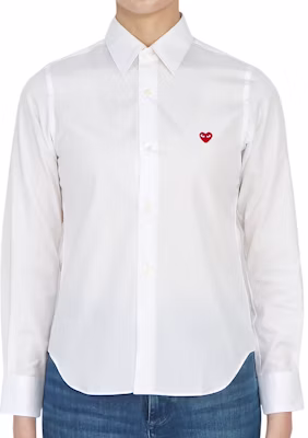 (W) Comme Des Garçons CDG Play Baju Lengan Panjang Putih Red Heart Button-Up AZ-B011-051-white Buy (W) Comme Des Garçons CDG Play Baju Lengan Panjang Putih Red Heart Button-Up AZ-B011-051-white