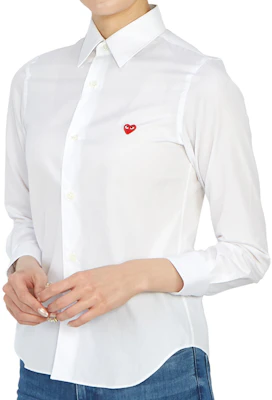 (W) Comme Des Garçons CDG Play Baju Lengan Panjang Putih Red Heart Button-Up AZ-B011-051-white Lookbook (W) Comme Des Garçons CDG Play Baju Lengan Panjang Putih Red Heart Button-Up AZ-B011-051-white