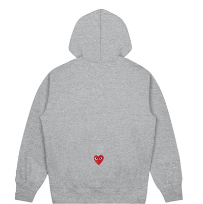 (Women) Comme Des Garçons CDG Play x Converse 'Play Together' Heart Logo Hoodie Grey Collaboration. AE-T303-051-1 Lookbook (Women) Comme Des Garçons CDG Play x Converse 'Play Together' Heart Logo Hoodie Grey Collaboration. AE-T303-051-1