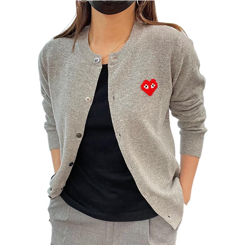 (Women) Comme Des Garçons CDG Play Invader Pixel Series FW22  Grey Heart Embroidered Cardigan. AZ-N083-051-2 圖 4