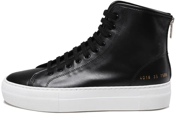 (Women) Common Projects High-Top Leather Sneakers Black, Lace-Up with Back Zipper. 4018-7506 Buy (Women) Common Projects High-Top Leather Sneakers Black, Lace-Up with Back Zipper. 4018-7506