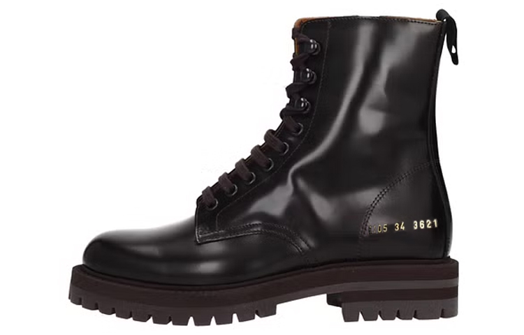 (Women) COMMON PROJECTS Leather Fashion Lace-Up Ankle Boots Dark Brown 6105-3621