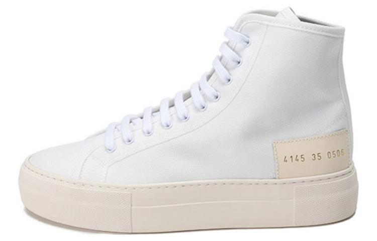 (Women) COMMON PROJECTS White Canvas High-Top Lace-Up Sneakers 4145-0506