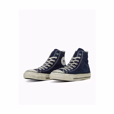 Converse All Star Aged Faded Denim High Top Sneakers Navy