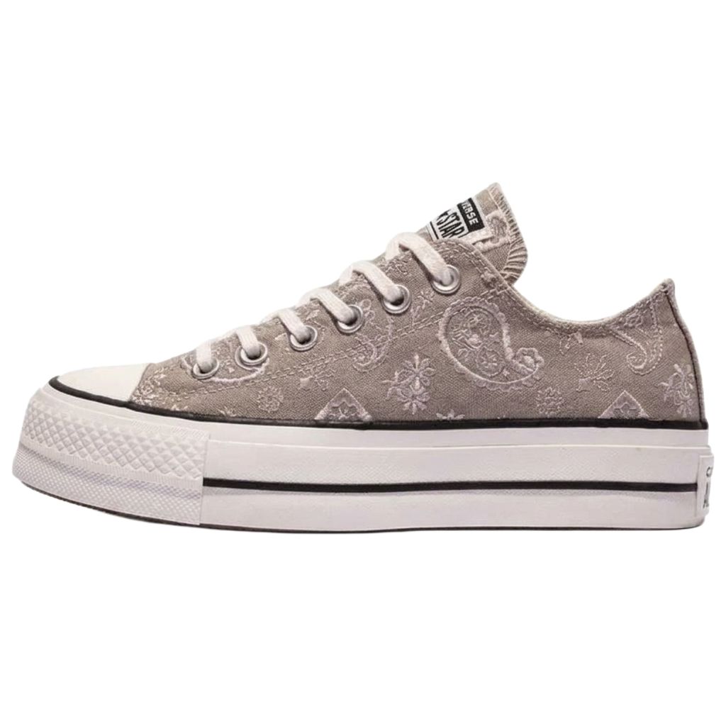 (Women) Converse All Star Lift Paisley Embroidery Low-Top Canvas Shoes Brown Womens A22398C