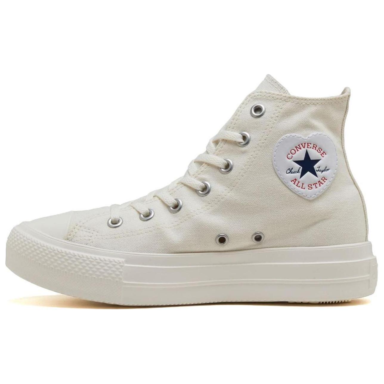 (Women) Converse All Star Light Plts Heart Patch Hi High-Top Canvas Shoes White Japan 31310591