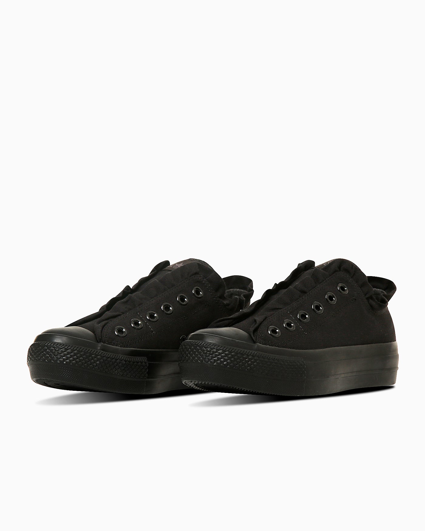 (Women) Converse All Star Ox Platform Frill Slip Sneakers Black Monochrome 31315410