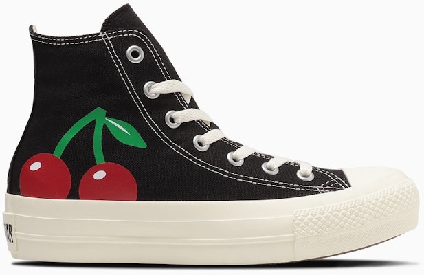 (W) コンバース オールスター プラットフォーム チェリープリント ハイトップ ブラック 31312170 Order (W) コンバース オールスター プラットフォーム チェリープリント ハイトップ ブラック 31312170