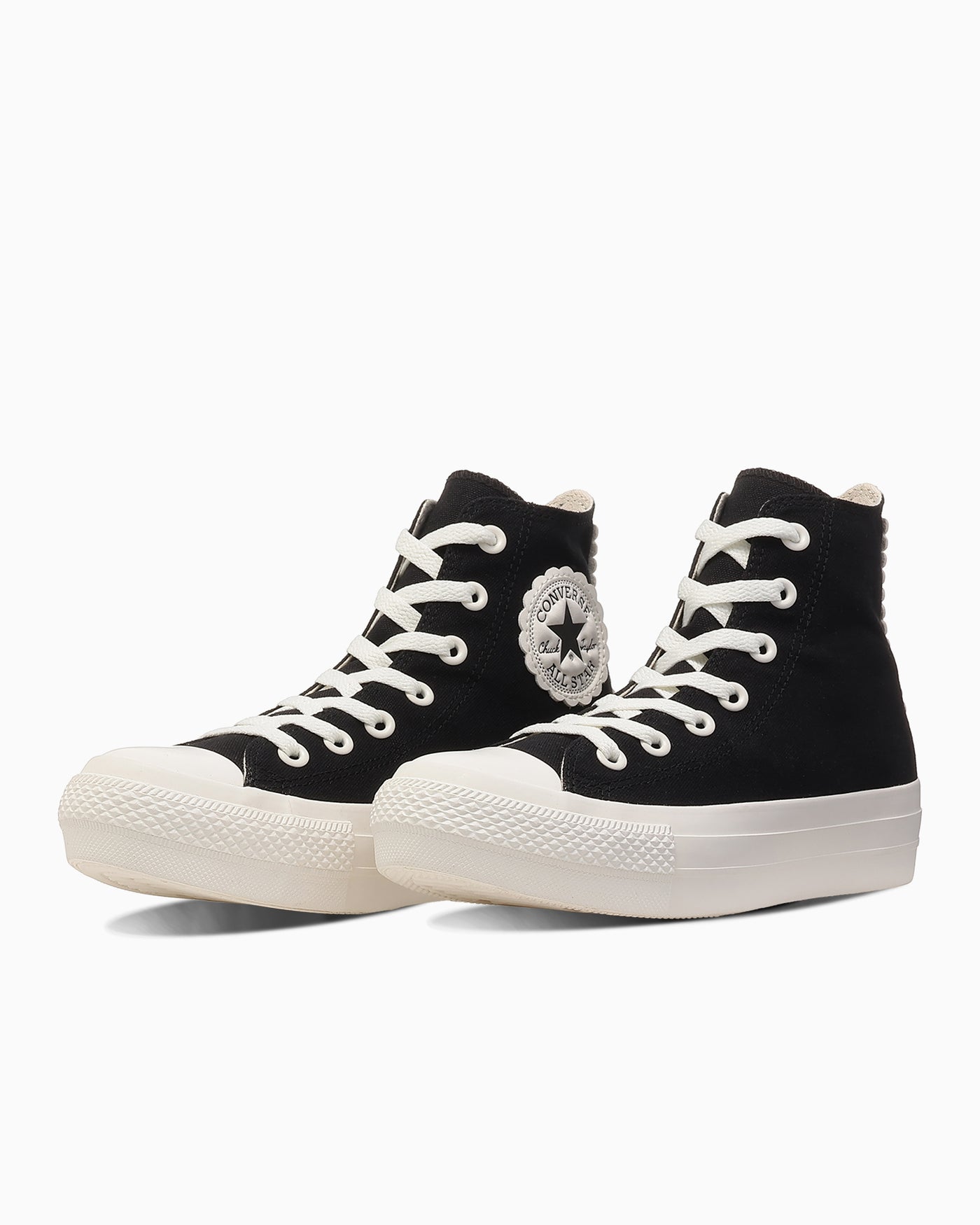 Order (Women) Converse All Star Platform Flowercut High-Top Sneakers Black/White 31318810