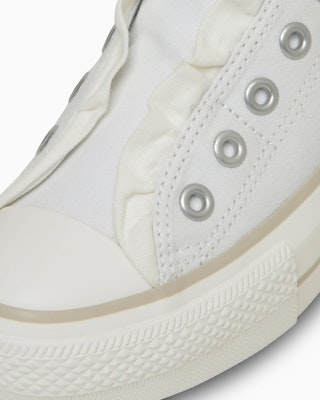 (W) コンバース オールスター プラットフォーム フリル スリップOX ピュアホワイト/ダスティベージュ 31315110 Details for (W) コンバース オールスター プラットフォーム フリル スリップOX ピュアホワイト/ダスティベージュ 31315110