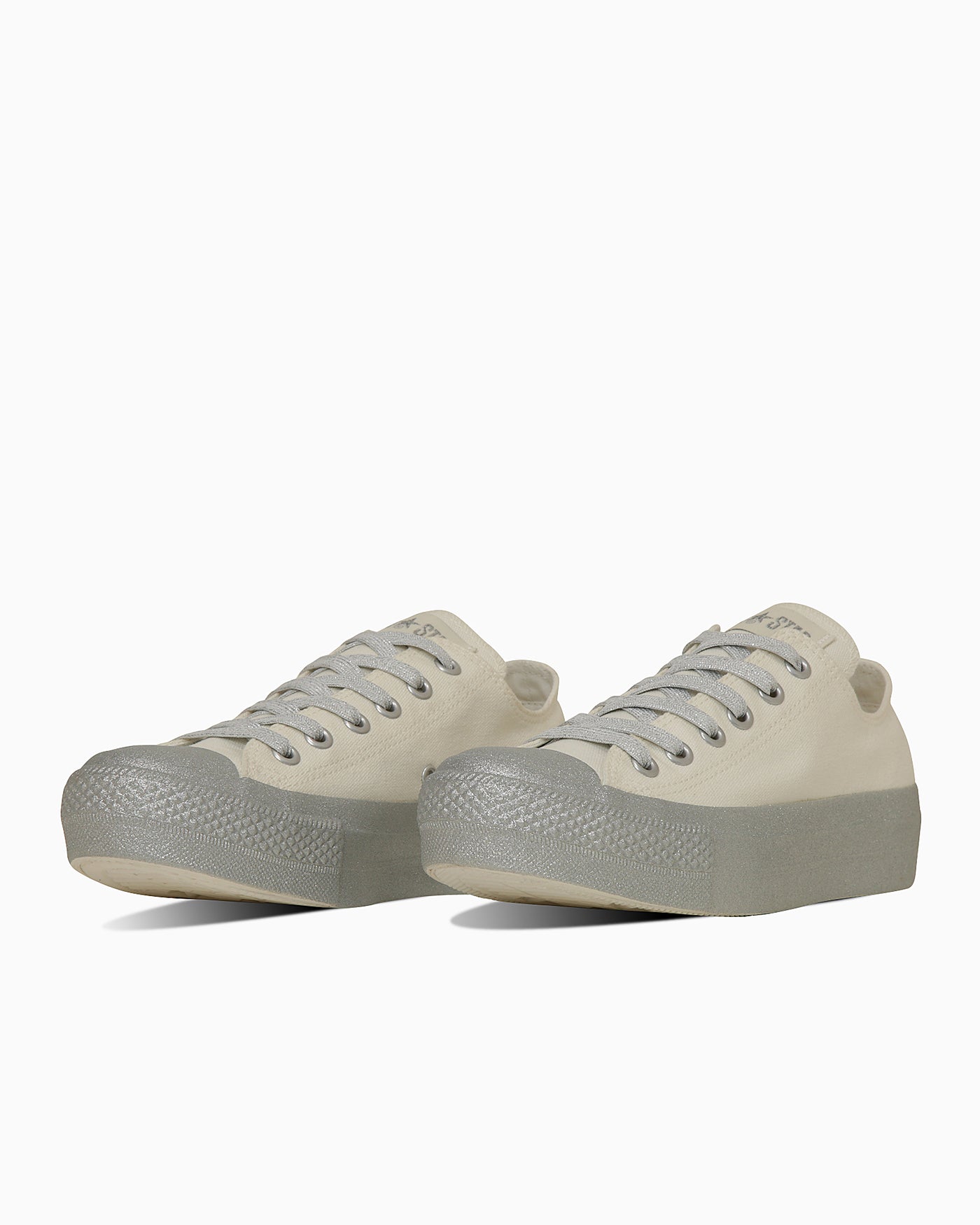 (Women) Converse All Star Platforms Glitter Bottom Ox Sneakers White/Silver 31314220