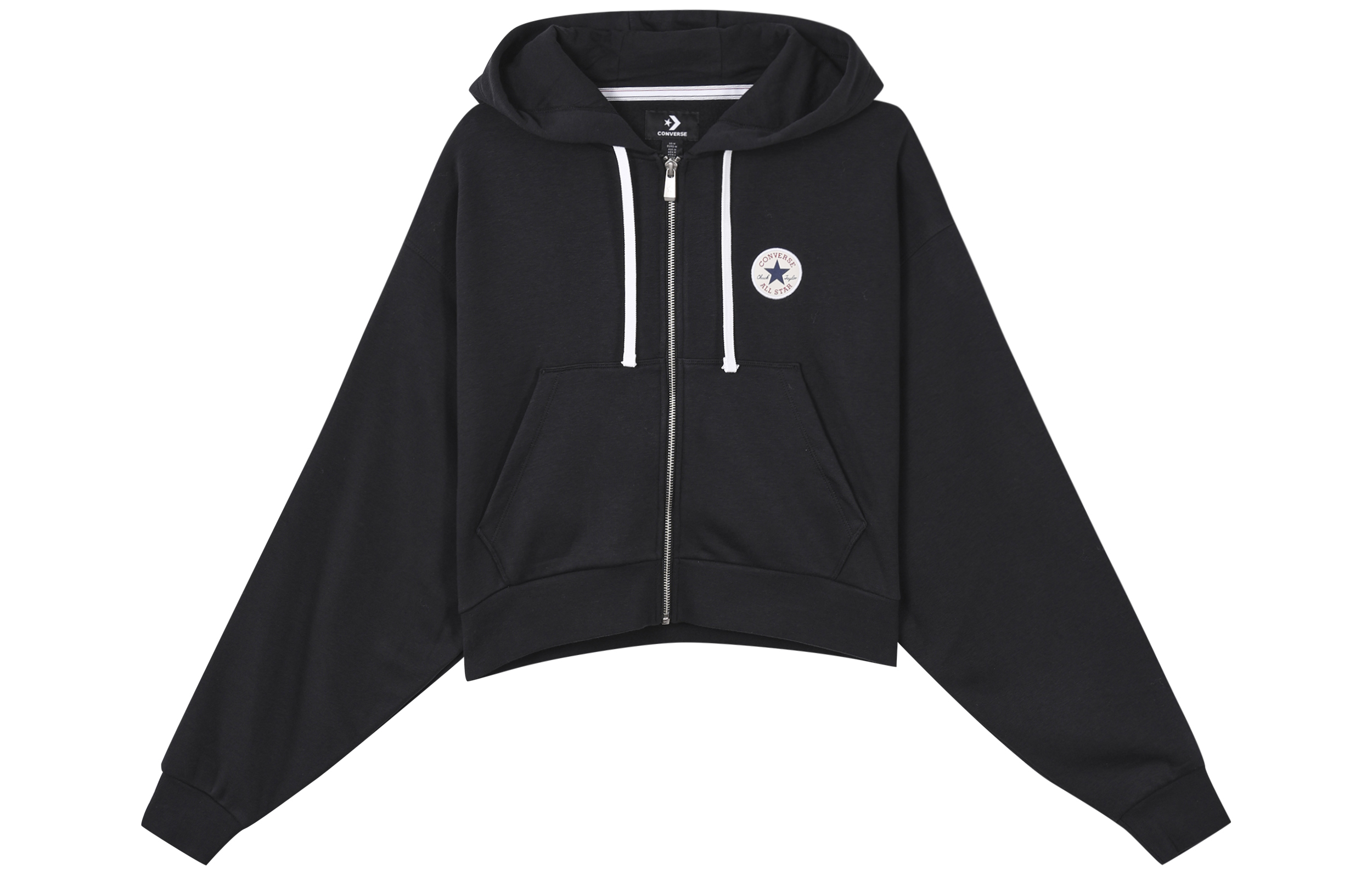 (Women) Converse Black Logo Print Hoodie Jacket Short Sports Sweatshirt. 10025888-A01