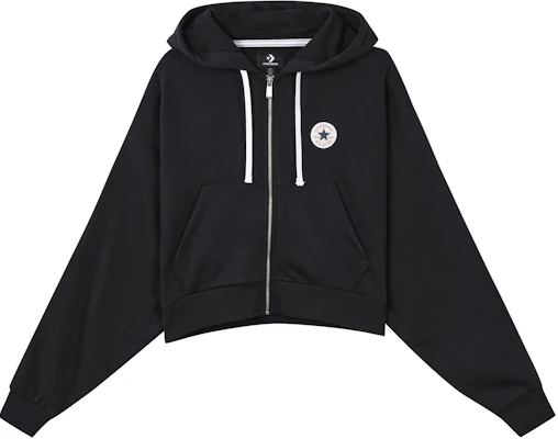 (Women) Converse Black Logo Print Hoodie Jacket Short Sports Sweatshirt. 10025888-A01 Buy (Women) Converse Black Logo Print Hoodie Jacket Short Sports Sweatshirt. 10025888-A01
