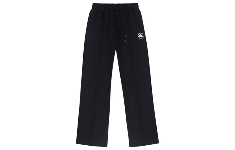 (Women) Converse Black Solid High-Waist Drawstring Wide-Leg Pants 10025685-A01