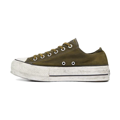 (W) Converse Chuck Taylor All Star Canvas Rust Platform Low Top Thick Sole Dirty Shoes Army Green