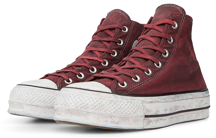 (W) Converse Chuck Taylor All Star Canvas Rust Platform High Top Thick Sole Dirty Shoes Wine Red 圖 3