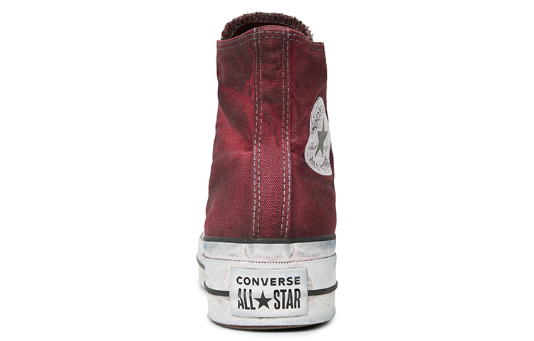 (W) Converse Chuck Taylor All Star Canvas Rust Platform High Top Thick Sole Dirty Shoes Wine Red 圖 5