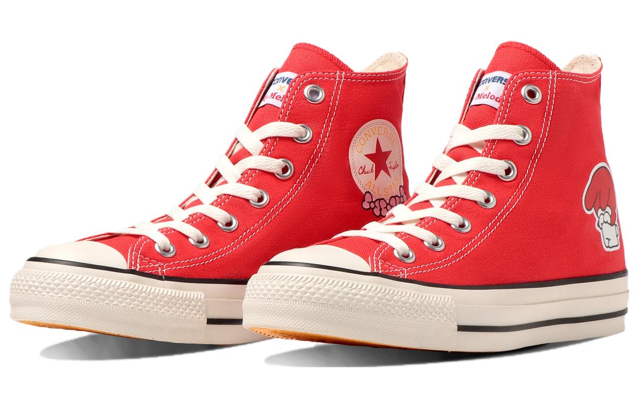 Lookbook 三麗鷗 x Converse All Star 美樂蒂 耐磨輕便 高筒 帆布鞋 女款 紅色 日版