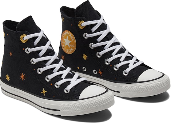 Converse Chuck Taylor All Star 天體圖案 防滑耐磨 高筒 帆布鞋 女款 黑黃色 Lookbook Converse Chuck Taylor All Star 天體圖案 防滑耐磨 高筒 帆布鞋 女款 黑黃色