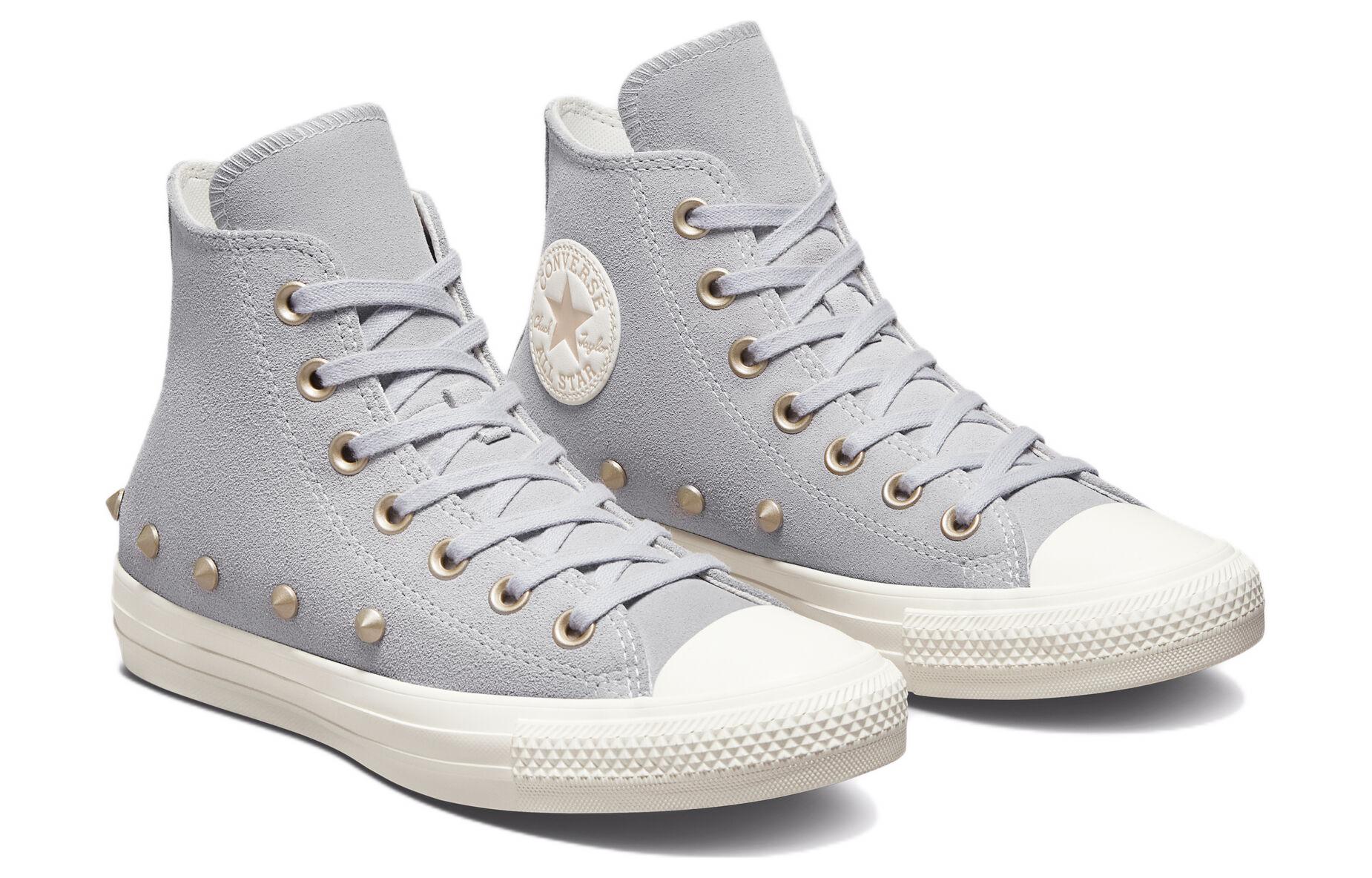 (W) Converse Chuck Taylor All Star High 'Light Grey Suede Studs' 圖 3