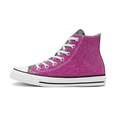 (W) Converse Galaxy Dust Chuck Taylor All Star High Top Red Silver