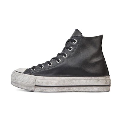 (W) Converse Chuck Taylor All Star Leather Smoke Platform High Top Retro Black