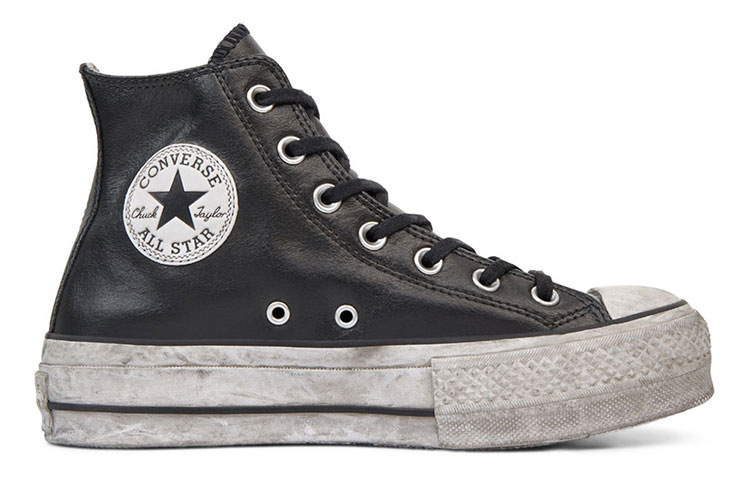 (W) Converse Chuck Taylor All Star Leather Smoke Platform High Top Retro Black 圖 2