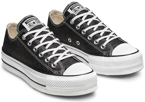 Buy Women Converse Chuck Taylor All Star Lift Glitter Low Top Thick Sole Black White 566282C Novelship