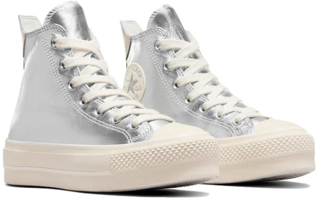 Converse 防滑輕便 高筒 帆布鞋 女款 白銀色 Lookbook Converse 防滑輕便 高筒 帆布鞋 女款 白銀色