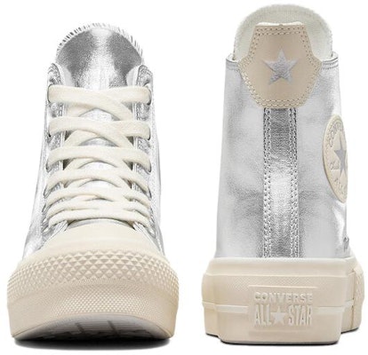 Converse 防滑輕便 高筒 帆布鞋 女款 白銀色 Shop Converse 防滑輕便 高筒 帆布鞋 女款 白銀色