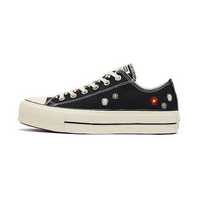 (W) Converse Chuck Taylor All Star Lift Low 'Daisy Embroidery - Black'