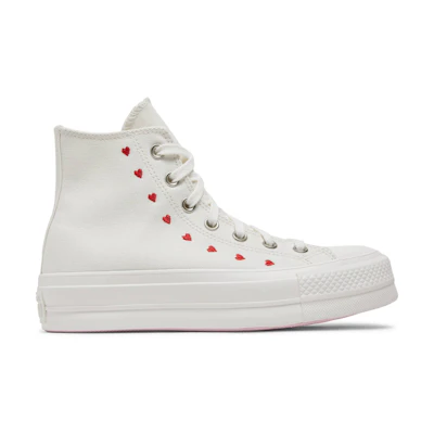 (W) Converse Chuck Taylor All Star Lift Platform High 'Embroidered Hearts - White'