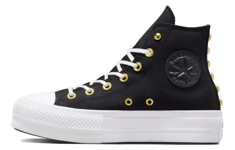 (Women) Converse Chuck Taylor All Star Lift Platform Star Studded 'Black White Gold' A05453C