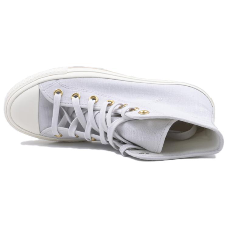 Shop Converse All Star Lift 舒適百搭 抗滑耐磨 高筒 帆布鞋 女款 白金色
