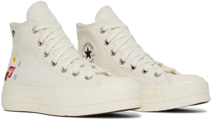 (Women) Converse Chuck Taylor All Star Lift Platform High 'Floral Embroidery - Egret' A02198C Cheap (Women) Converse Chuck Taylor All Star Lift Platform High 'Floral Embroidery - Egret' A02198C