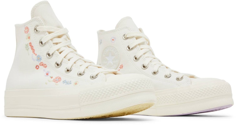 (W) Converse Chuck Taylor All Star Lift 帆布鞋“刺绣花卉 - 米白” A01586C Cheap (W) Converse Chuck Taylor All Star Lift 帆布鞋“刺绣花卉 - 米白” A01586C
